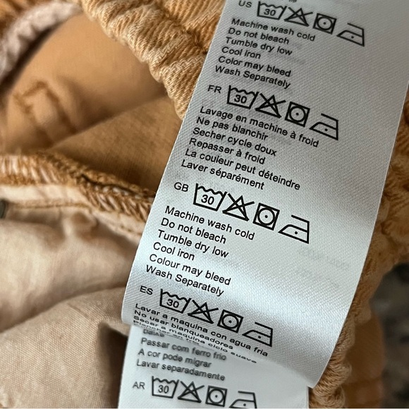 Billabong Coast Line Denim Shorts S Tan Orange Low Rise Frayed Hem Beach Coastal - Picture 5 of 9